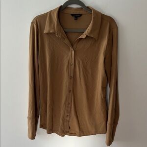 Banana Republic Brown Button-Up Long Sleeve Shirt, tan/brown, size Large